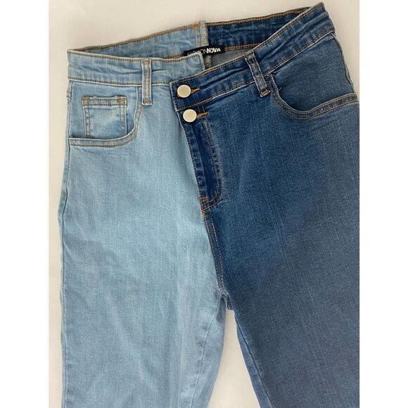 Fashion Nova Day Night Skinny Jeans Two Toned - Size 5 Juniors - Picture 1 of 11